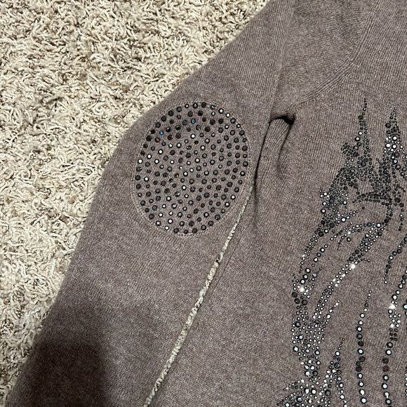 Crystal Eagle Taupe Cashmere Sweater - Picture 4 of 5